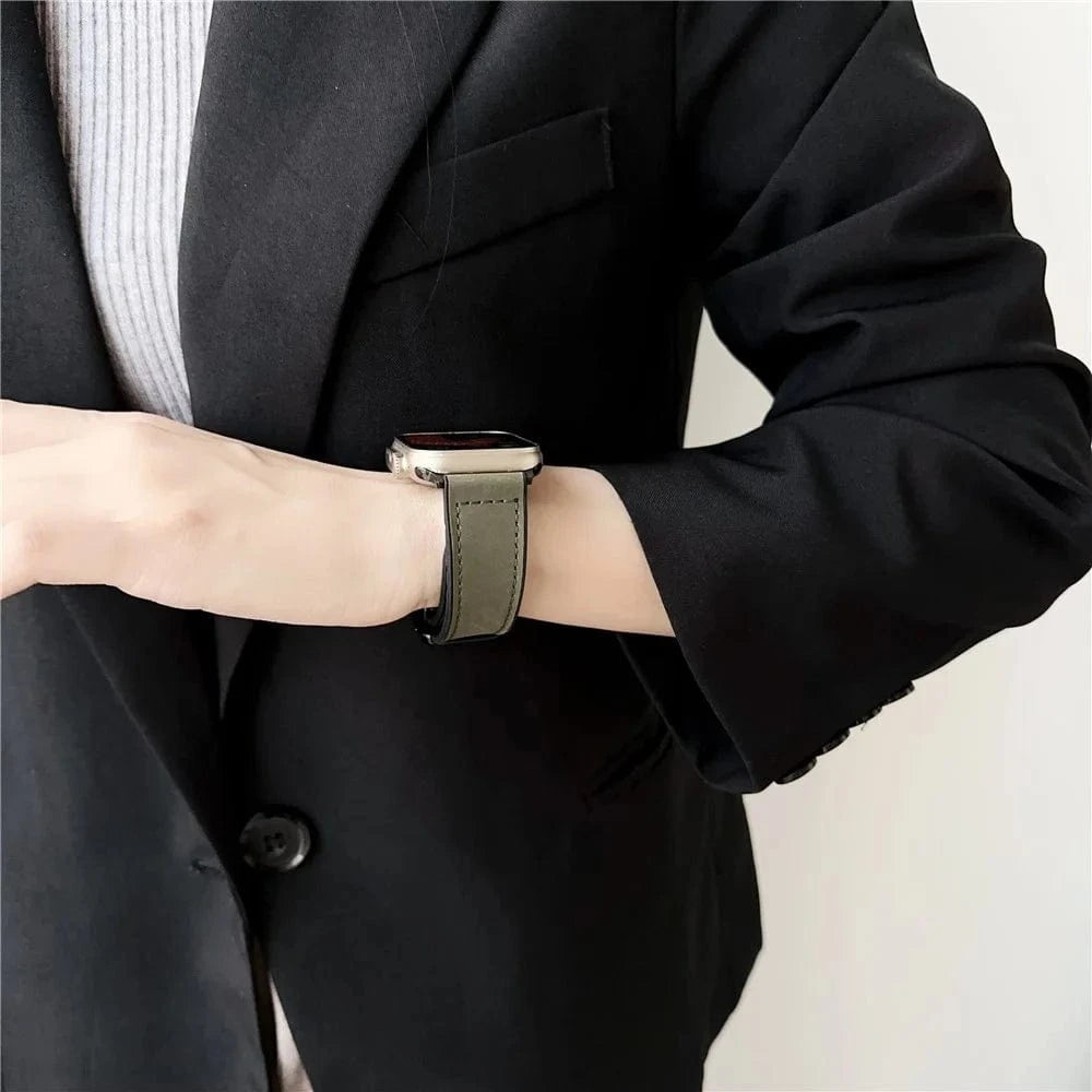 ktusu Generic Watch Bands Leather Soft Silicone Rubber Magnetic Buckle Watch Band for Apple Watch 42 | 44 | 45 | Ultra 49 | 46mm S10