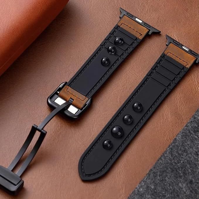 ktusu Generic Watch Bands Leather Soft Silicone Rubber Magnetic Buckle Watch Band for Apple Watch 42 | 44 | 45 | Ultra 49 | 46mm S10