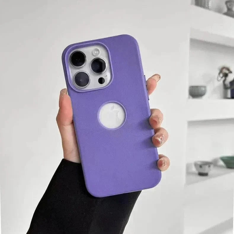 ktusu Generic Cases & Covers Leather Texture Case With Logo Cut Hard Case for iPhone 13