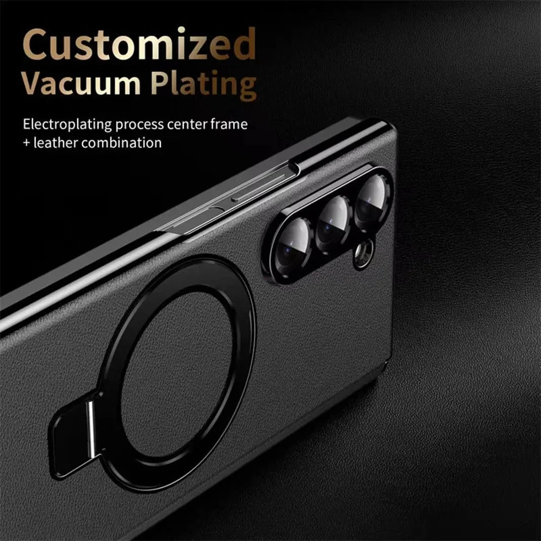 ktusu Generic Cases & Covers Leather Texture Magnetic Kickstand Case With Hinge Protection for Samsung Z Fold7