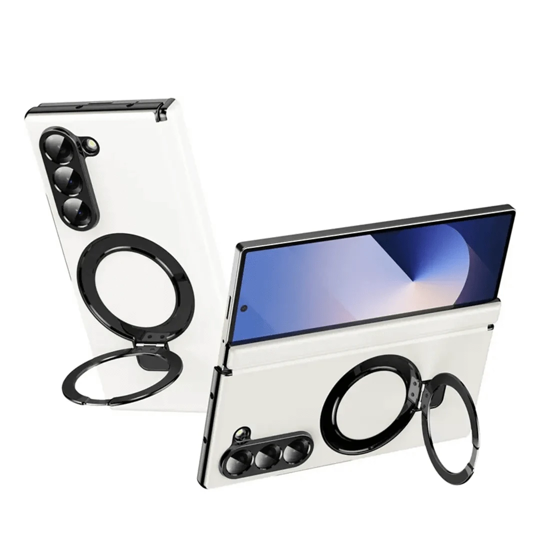 ktusu Generic Cases & Covers Leather Texture Magnetic Kickstand Case With Hinge Protection for Samsung Z Fold7 Off White