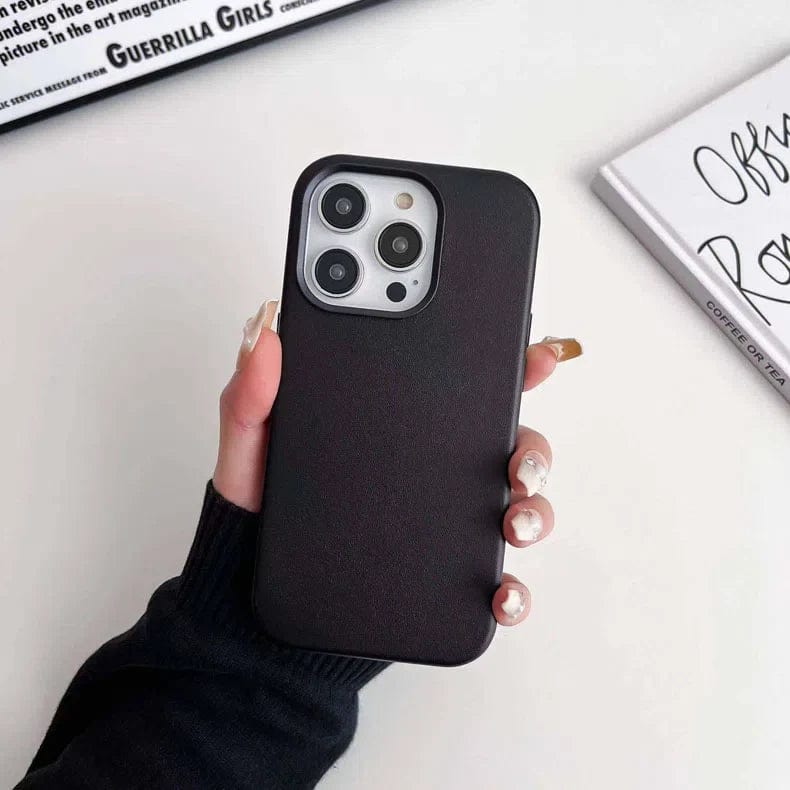 ktusu Generic Cases & Covers Leather Texture Magsafe Hard Case for iPhone 14 Pro Max Black / with magsafe