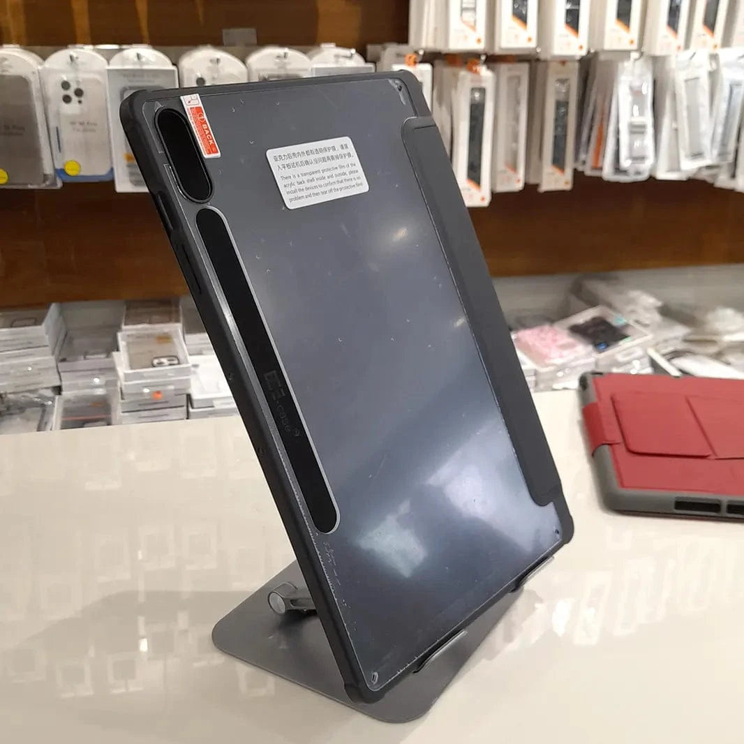 ktusu Generic Cases & Covers Leather Trifold Stand Transparent Cover for Samsung Tab S8 Plus | Tab S9 Plus | Tab S9 FE Plus | Tab S10 Plus Black