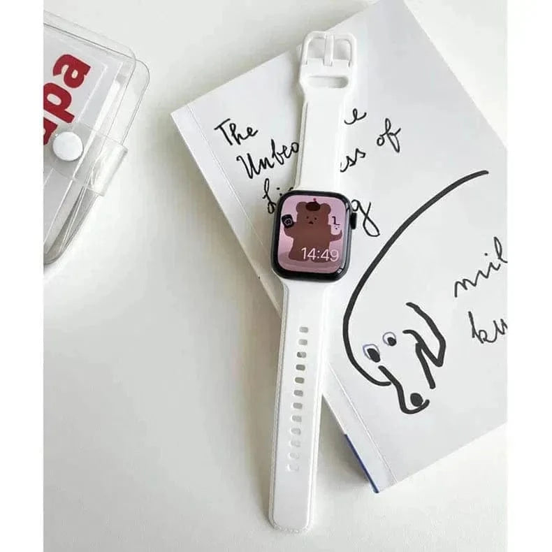 ktusu Generic Watch Bands Lightweight Skin-friendly Silicone Band for Apple Watch 42 | 44 | 45 | Ultra 49 | 46mm S10 White