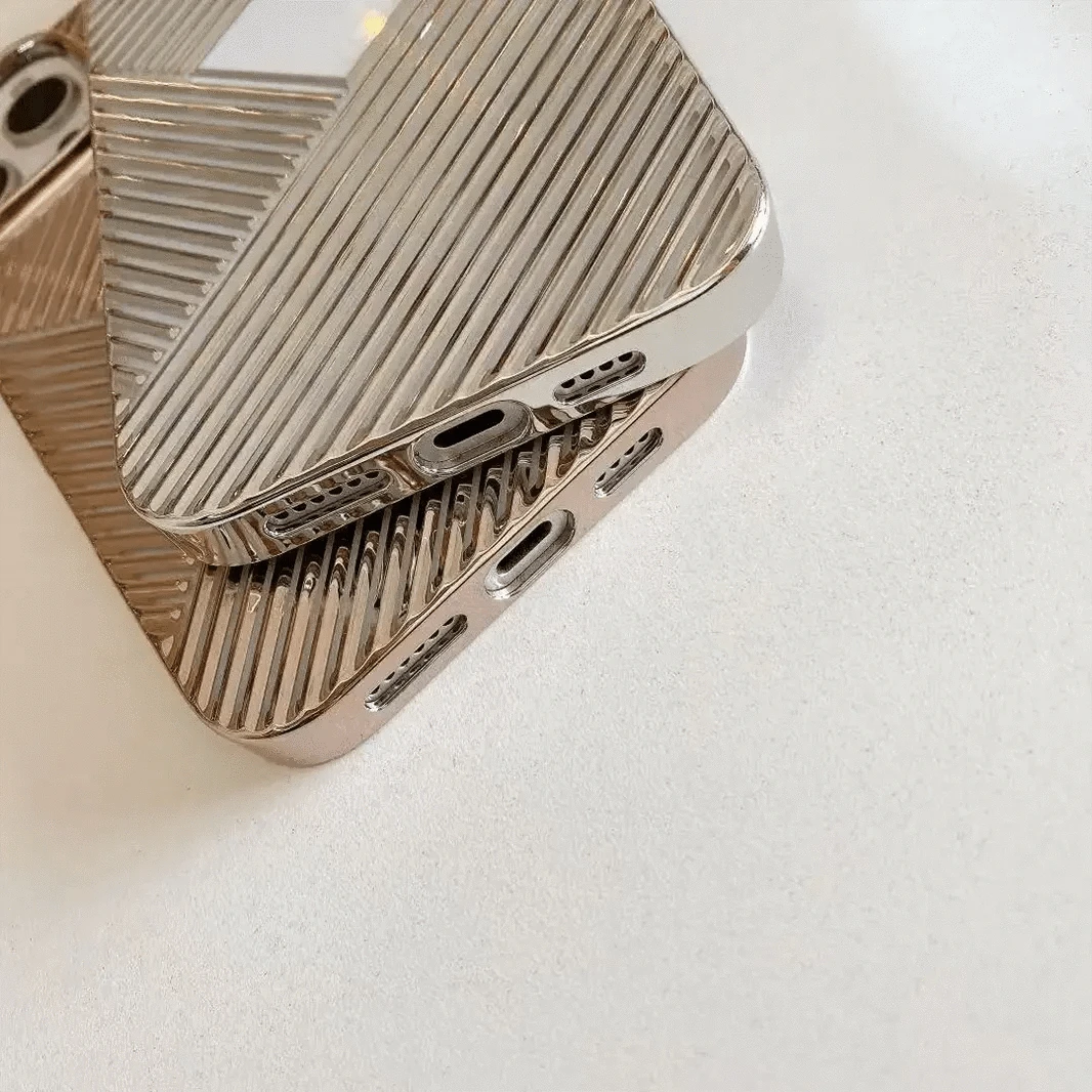 ktusu iShock Cases & Covers Luxury Geometric Corrugated Pattern Electroplate Case for iPhone 16 Pro Max