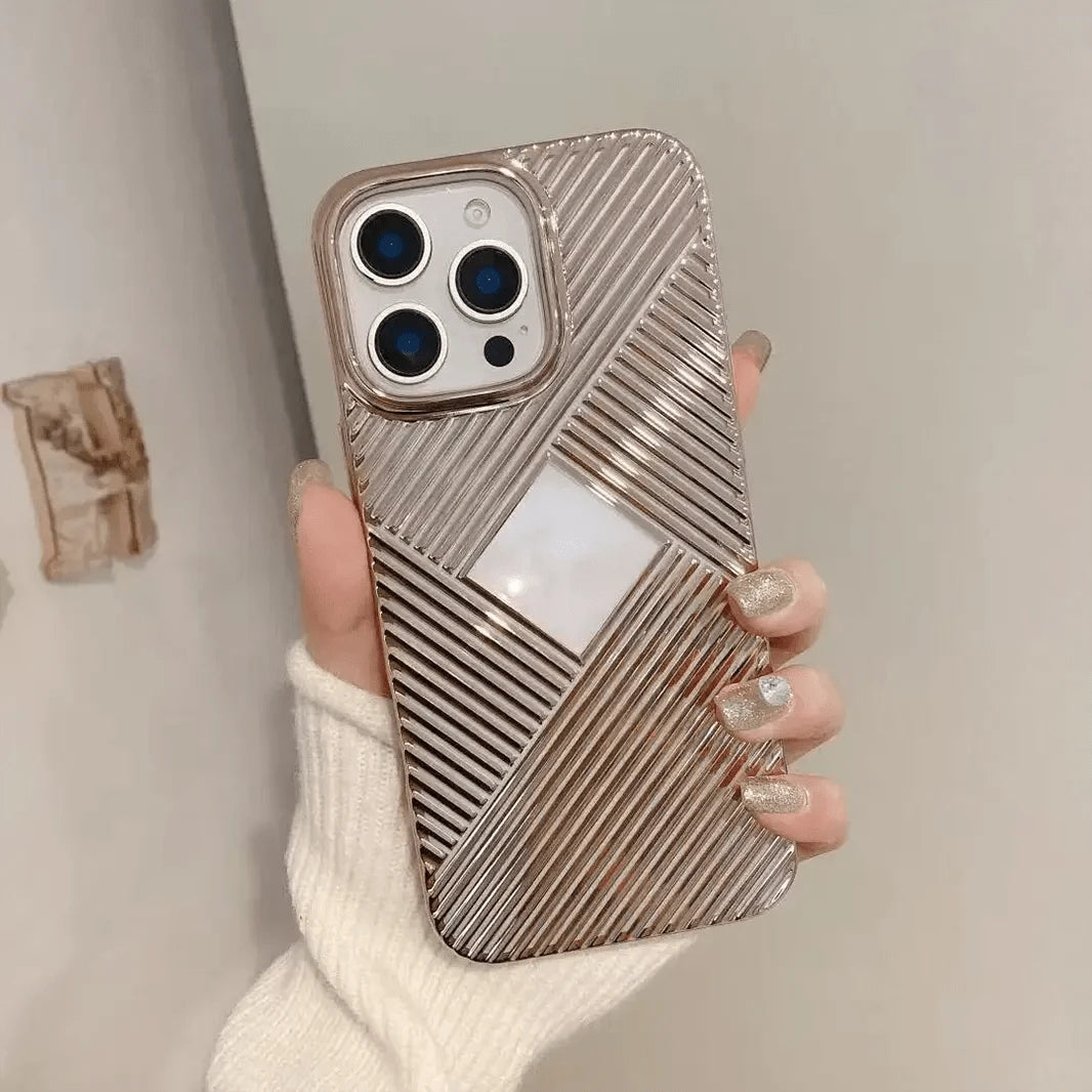 ktusu iShock Cases & Covers Luxury Geometric Corrugated Pattern Electroplate Case for iPhone 16 Pro Max