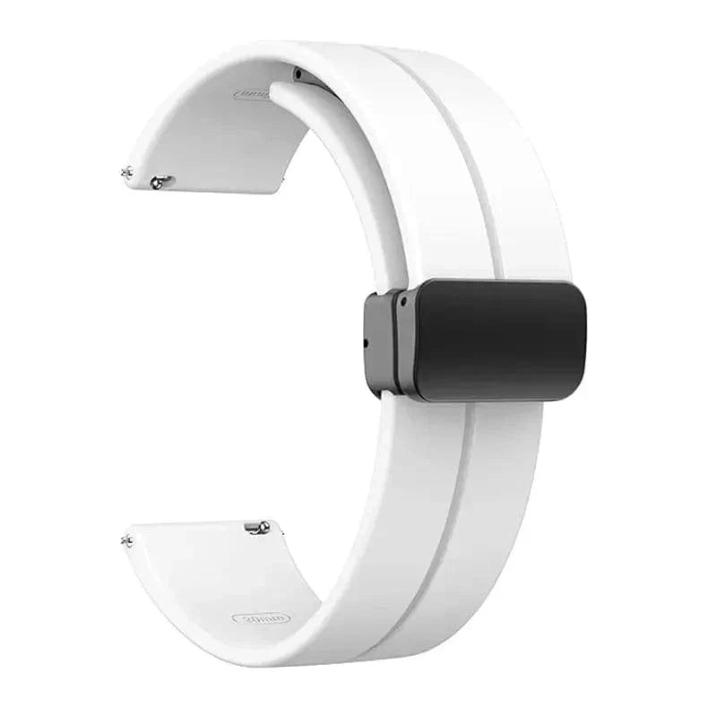 ktusu Generic Watch Bands Magnetic D-Buckle Silicone Band for Smartwatch 20mm White
