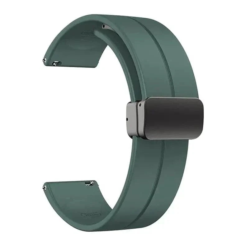 ktusu Generic Watch Bands Magnetic D-Buckle Silicone Band for Smartwatch 22mm Midnight Green