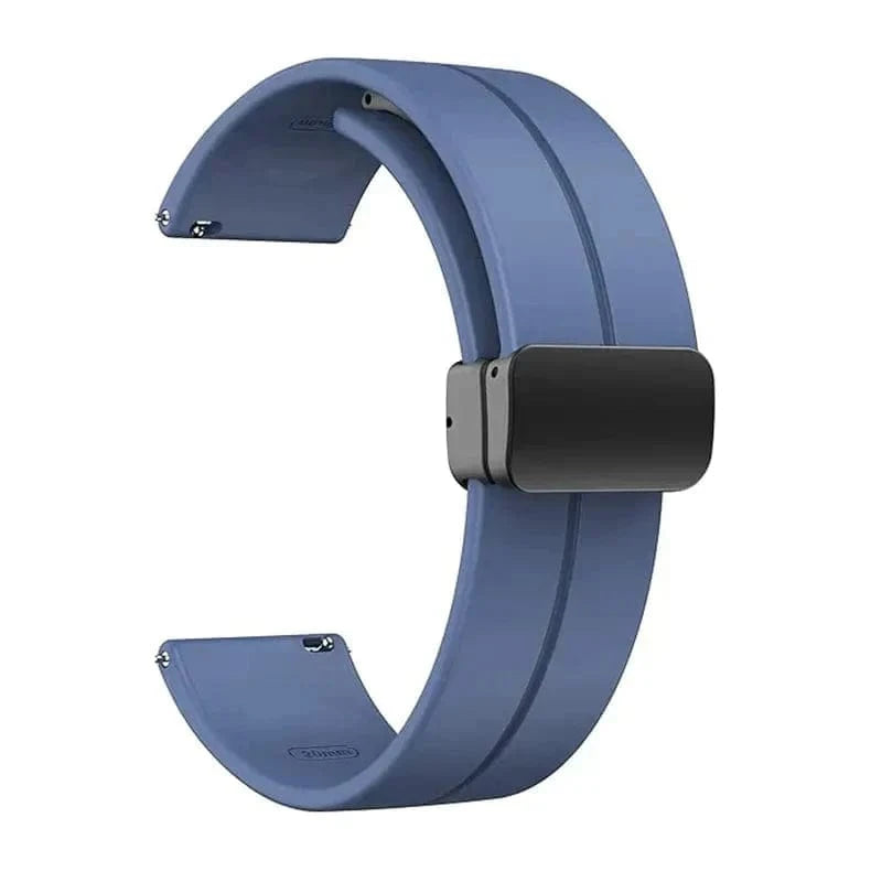 ktusu Generic Watch Bands Magnetic D-Buckle Silicone Band for Smartwatch 22mm Steel Blue