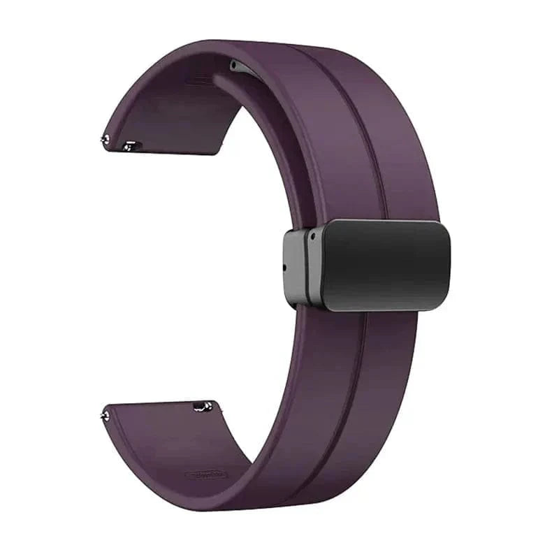 ktusu Generic Watch Bands Magnetic D-Buckle Silicone Band for Smartwatch 22mm Wine