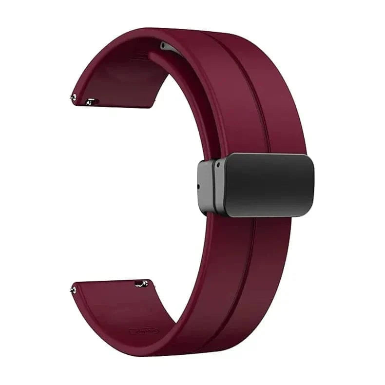 ktusu Generic Watch Bands Magnetic D-Buckle Silicone Band for Smartwatch 22mm Wine Red