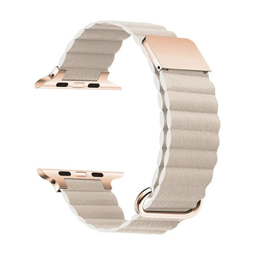 ktusu Generic Watch Bands Magnetic Leather Texture Band for Apple Watch 38 | 40 | 41 | 42mm S10 Off White