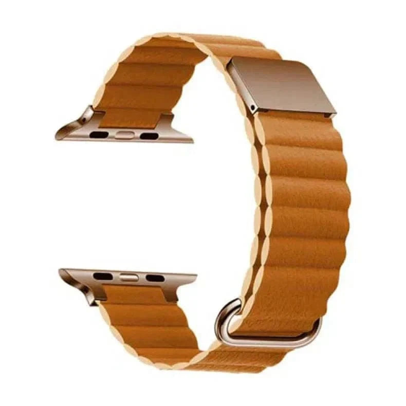 ktusu Generic Watch Bands Magnetic Leather Texture Band for Apple Watch 42 | 44 | 45 | Ultra 49 | 46mm S10 Brown