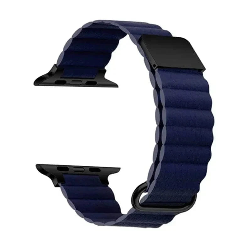 ktusu Generic Watch Bands Magnetic Leather Texture Band for Apple Watch 42 | 44 | 45 | Ultra 49 | 46mm S10 Midnight Blue