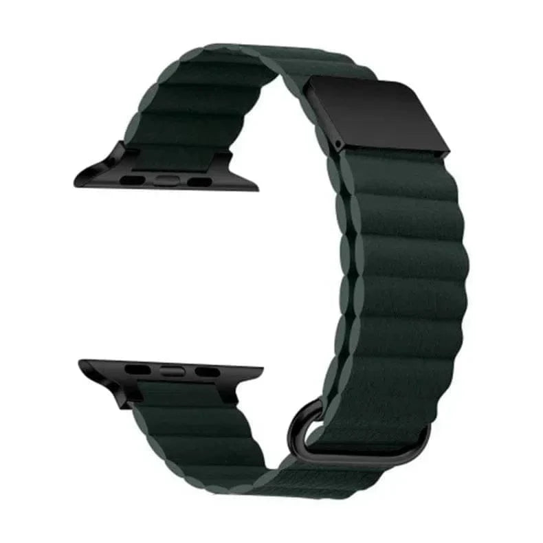 ktusu Generic Watch Bands Magnetic Leather Texture Band for Apple Watch 42 | 44 | 45 | Ultra 49 | 46mm S10 Midnight Green