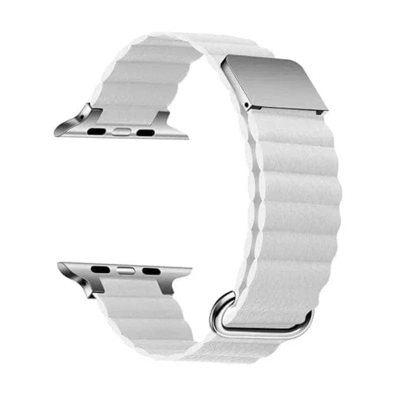 ktusu Generic Watch Bands Magnetic Leather Texture Band for Apple Watch 42 | 44 | 45 | Ultra 49 | 46mm S10 White