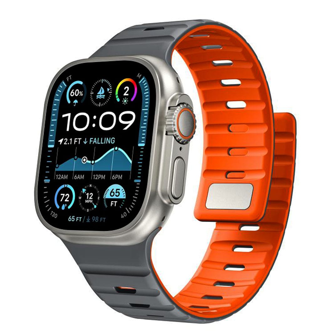 ktusu Generic Watch Bands Magnetic Silicone Sports Band for Apple Watch 42 | 44 | 45 | Ultra 49 | 46mm S10 Grey Orange