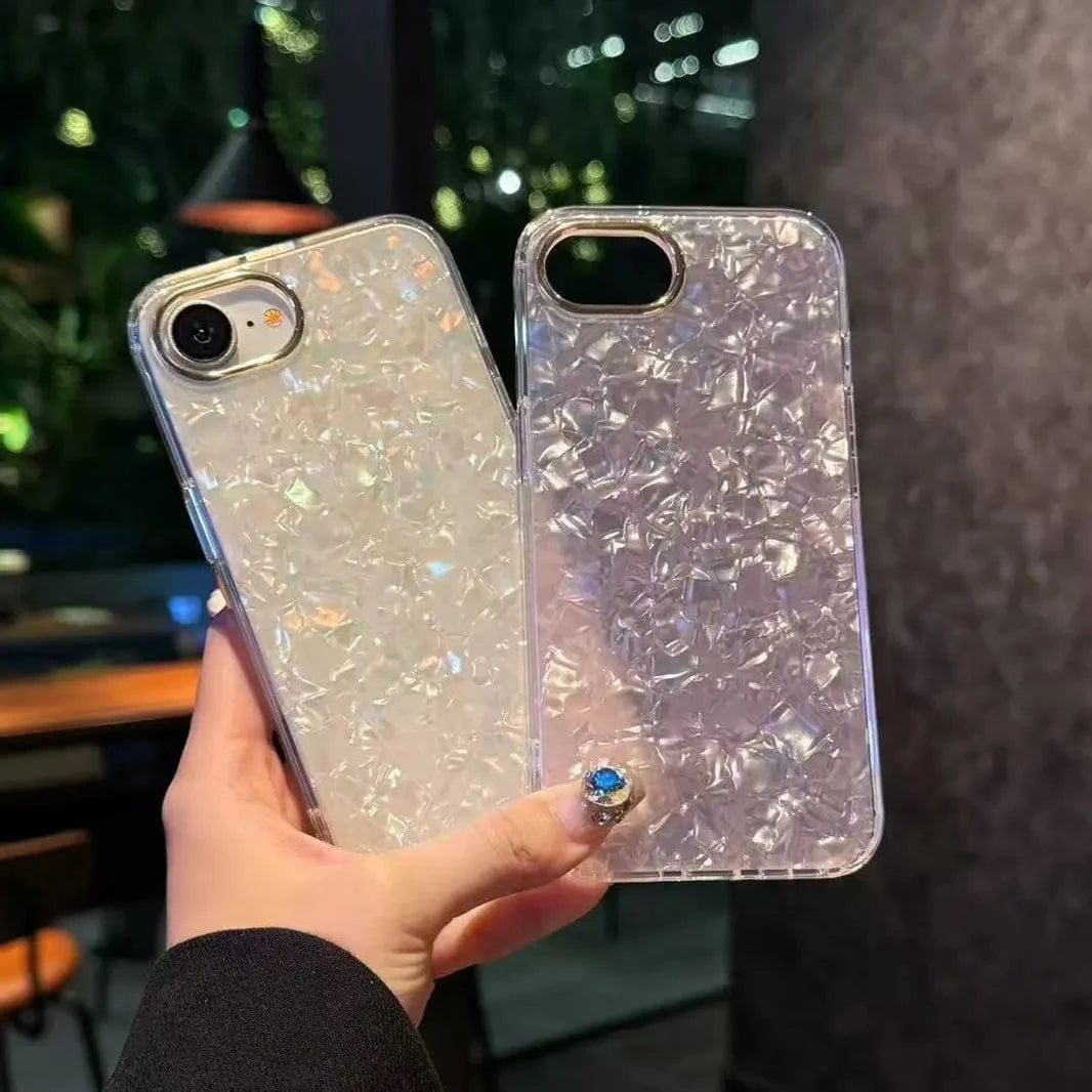 Marble Pattern Bling Glitter Hard Case for iPhone 16e – ktusu