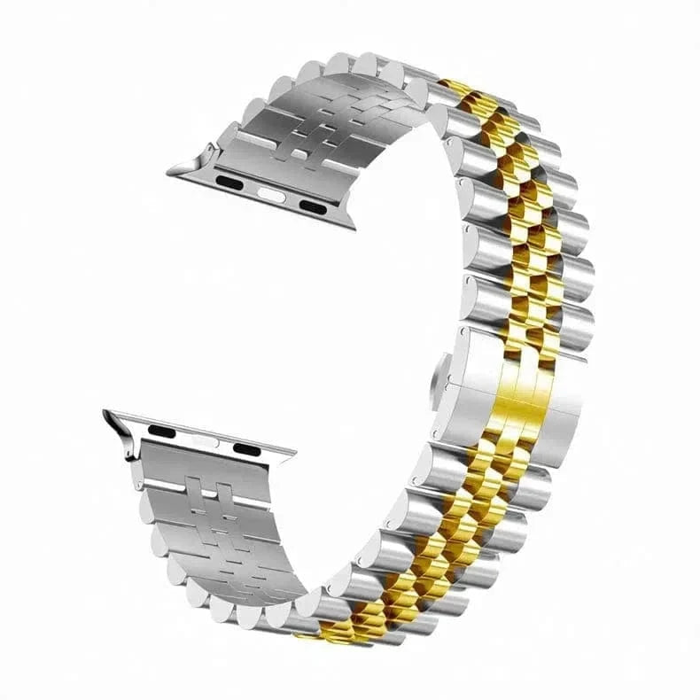 ktusu Generic Watch Bands Metal Link Bracelet Chain for Apple Watch 42 | 44 | 45 | Ultra 49 | 46mm S10 Gold Silver