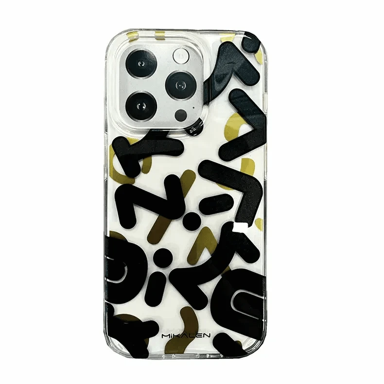 Mikalen Graffiti Letter Print Soft Edge Hard Case for iPhone 15