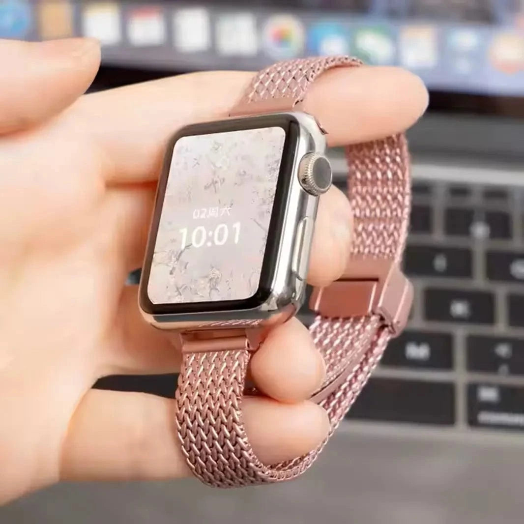 ktusu Generic Watch Bands Milanese Magnetic Slim D-Buckle Band for Apple Watch 38 | 40 | 41 | 42mm S10