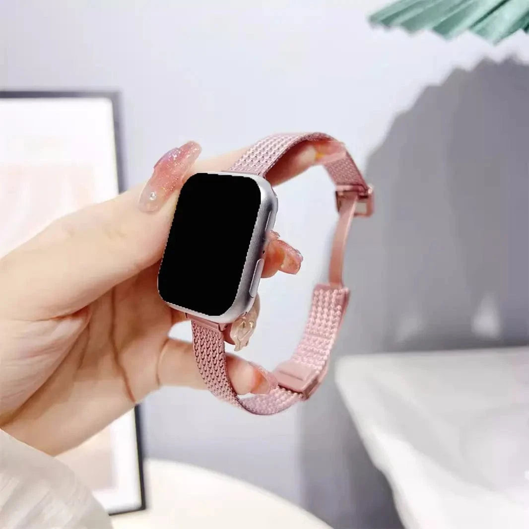 ktusu Generic Watch Bands Milanese Magnetic Slim D-Buckle Band for Apple Watch 38 | 40 | 41 | 42mm S10 Rose gold