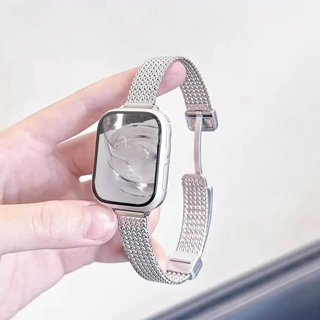 ktusu Generic Watch Bands Milanese Magnetic Slim D-Buckle Band for Apple Watch 38 | 40 | 41 | 42mm S10 Silver