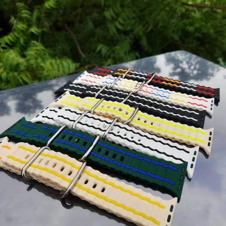 ktusu Generic Watch Bands Ocean Silicone Sport Soft Band for Apple Watch 42 | 44 | 45 | Ultra 49 | 46mm S10