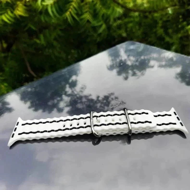 ktusu Generic Watch Bands Ocean Silicone Sport Soft Band for Apple Watch 42 | 44 | 45 | Ultra 49 | 46mm S10 White Multicolor