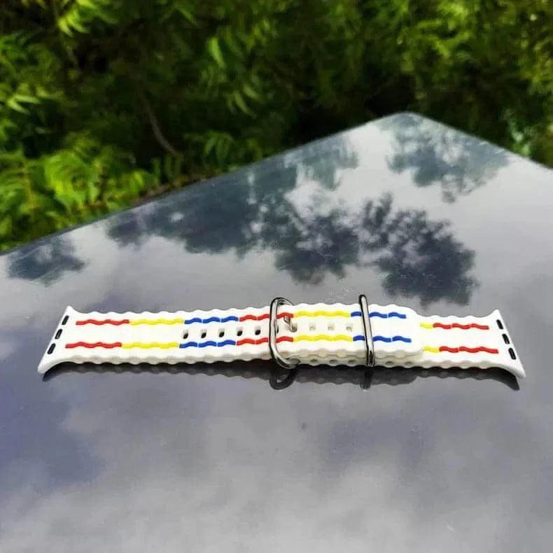 ktusu Generic Watch Bands Ocean Silicone Sport Soft Band for Apple Watch 42 | 44 | 45 | Ultra 49 | 46mm S10 White Multicolor