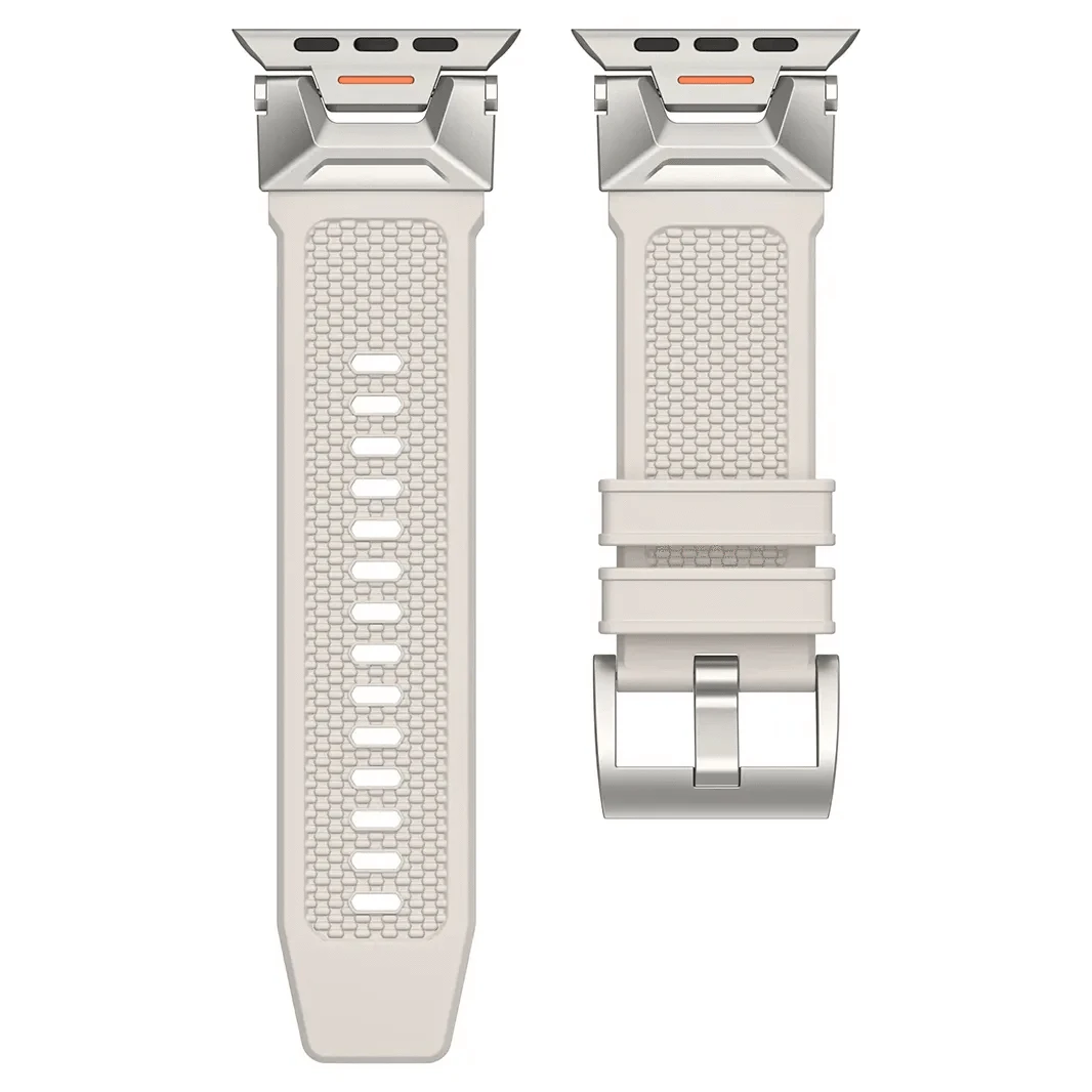 ktusu Generic Watch Bands Outdoor Waterproof Rubber Sports Band for Apple Watch 42 | 44 | 45 | Ultra 49 | 46mm S10 Starlight