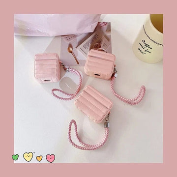 ktusu Generic Cases & Covers Puffy Pebble Leather Dual Layer Hard Cover for Airpods 3