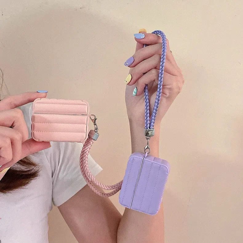 ktusu Generic Cases & Covers Puffy Pebble Leather Dual Layer Hard Cover for Airpods 3