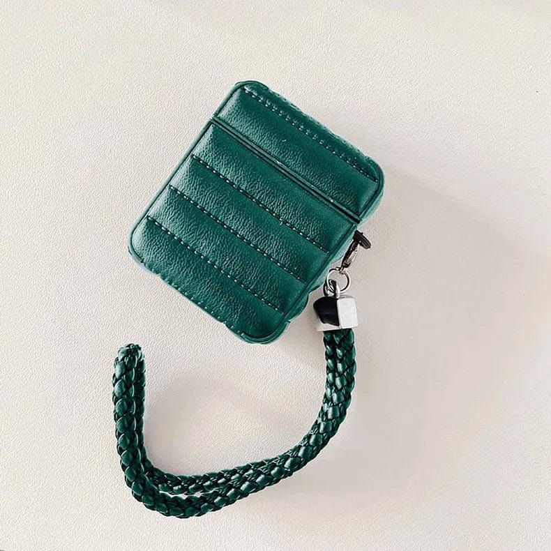 ktusu Generic Cases & Covers Puffy Pebble Leather Dual Layer Hard Cover for Airpods 3 Green