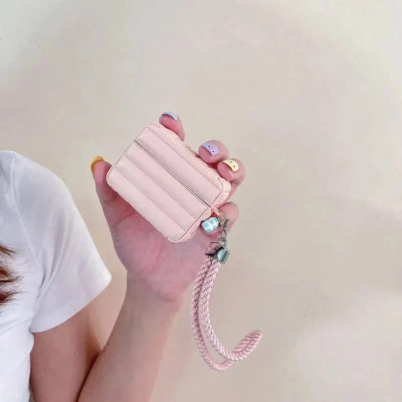 ktusu Generic Cases & Covers Puffy Pebble Leather Dual Layer Hard Cover for Airpods 3 Pink