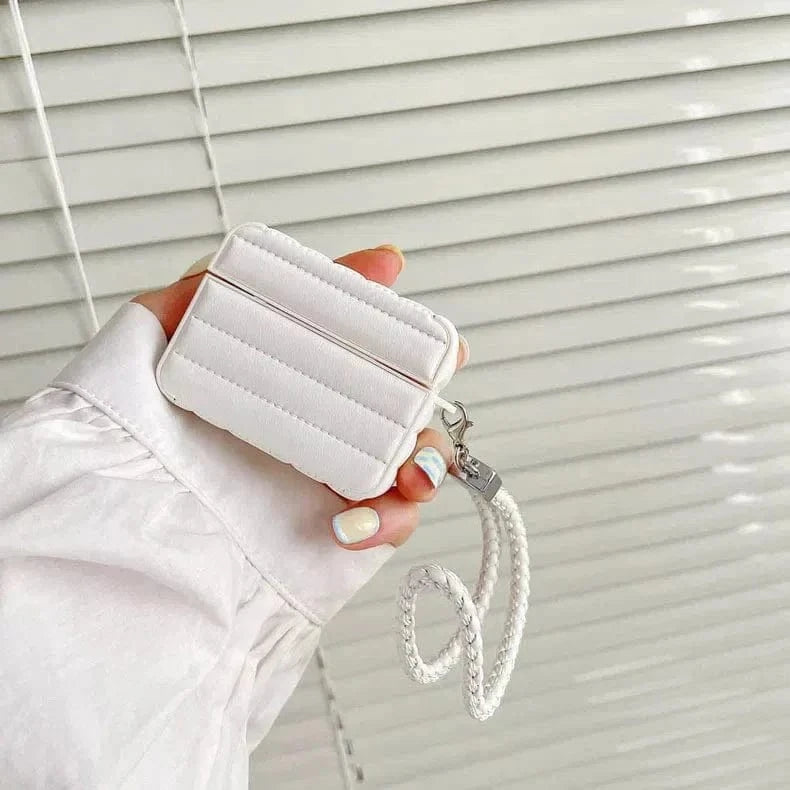 ktusu Generic Cases & Covers Puffy Pebble Leather Dual Layer Hard Cover for Airpods 3 White