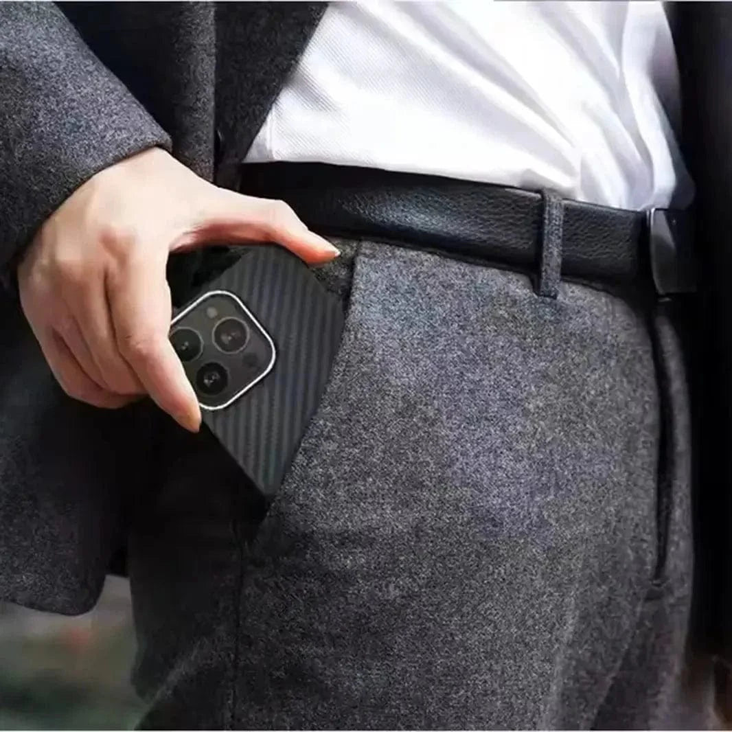 ktusu Generic Cases & Covers Real Aramid Carbon Fiber Magsafe TPU Edge Case for iPhone 16 Pro Black