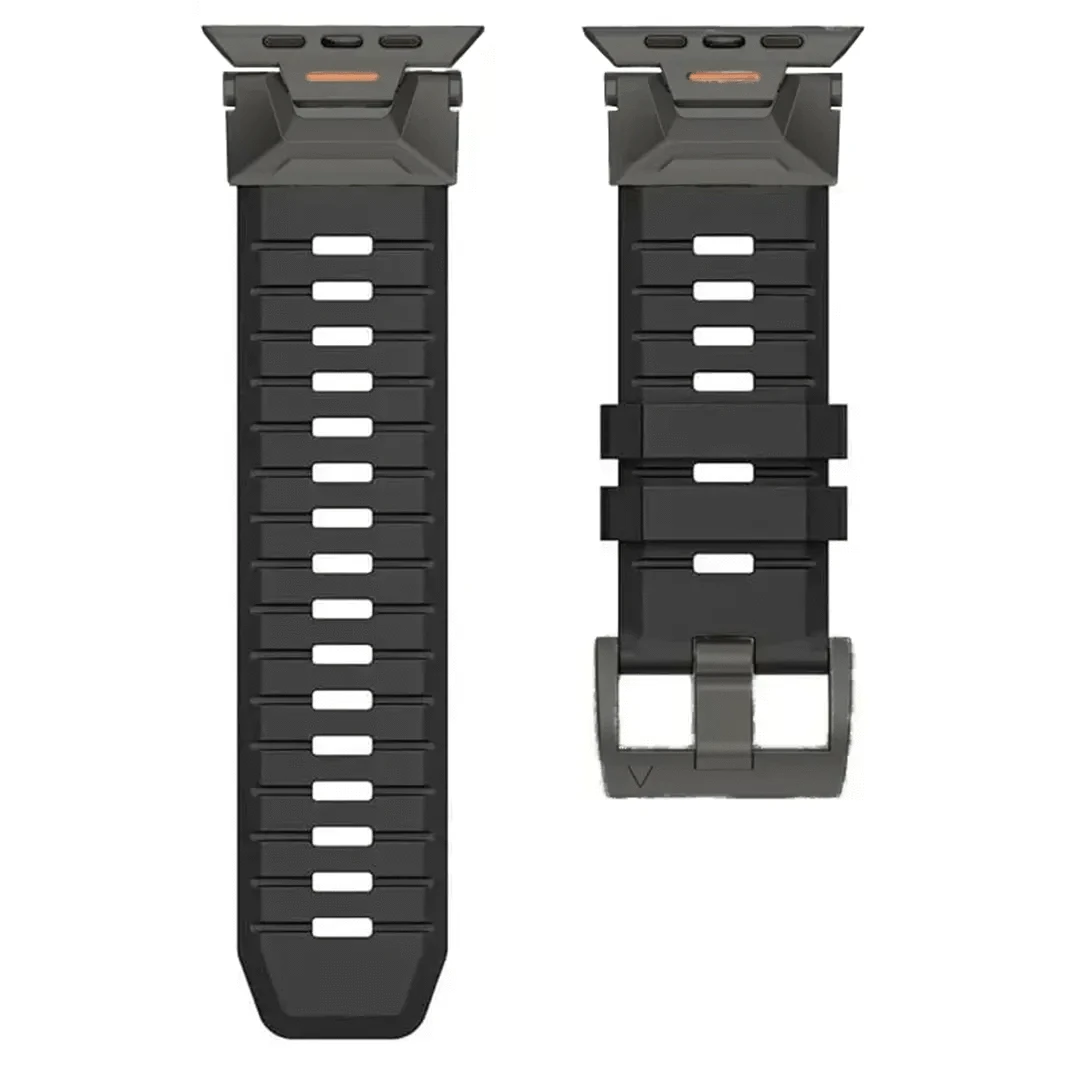 ktusu Generic Watch Bands Rugged Military Tactical Silicone Band for Apple Watch 42 | 44 | 45 | Ultra 49 | 46mm S10 Black / Black