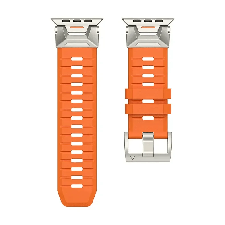 ktusu Generic Watch Bands Rugged Military Tactical Silicone Band for Apple Watch 42 | 44 | 45 | Ultra 49 | 46mm S10 Orange