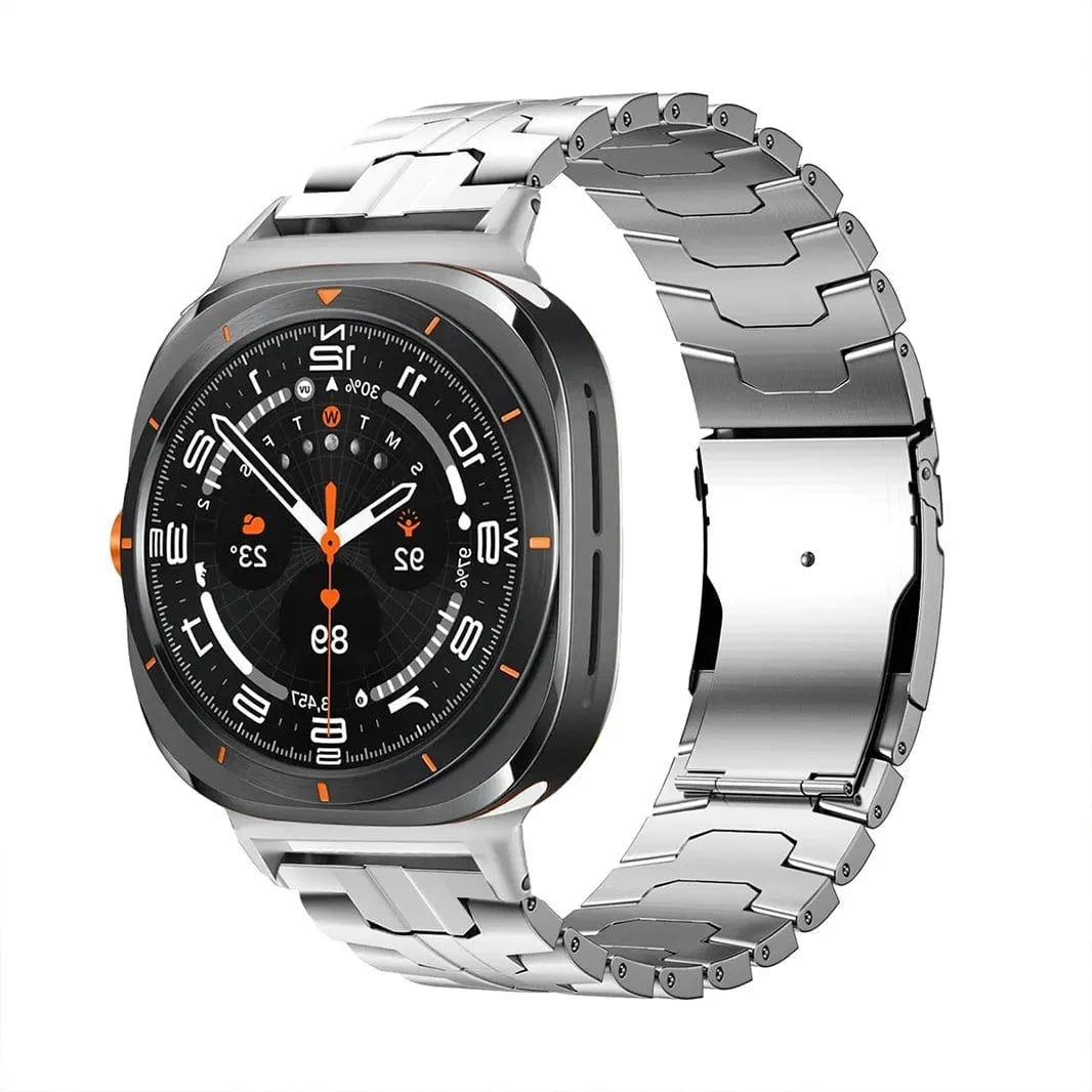 ktusu Generic Watch Bands Satin Brushed Metal Link Bracelet Band for Samsung Watch Ultra 47mm Silver