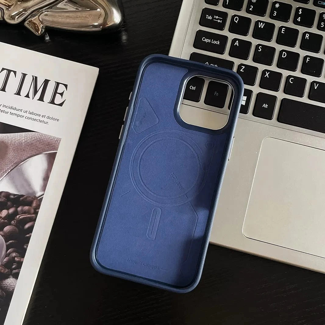 ktusu iShock Cases & Covers Shield Leather Texture Metal Button Magsafe Case for iPhone 16 Pro Max
