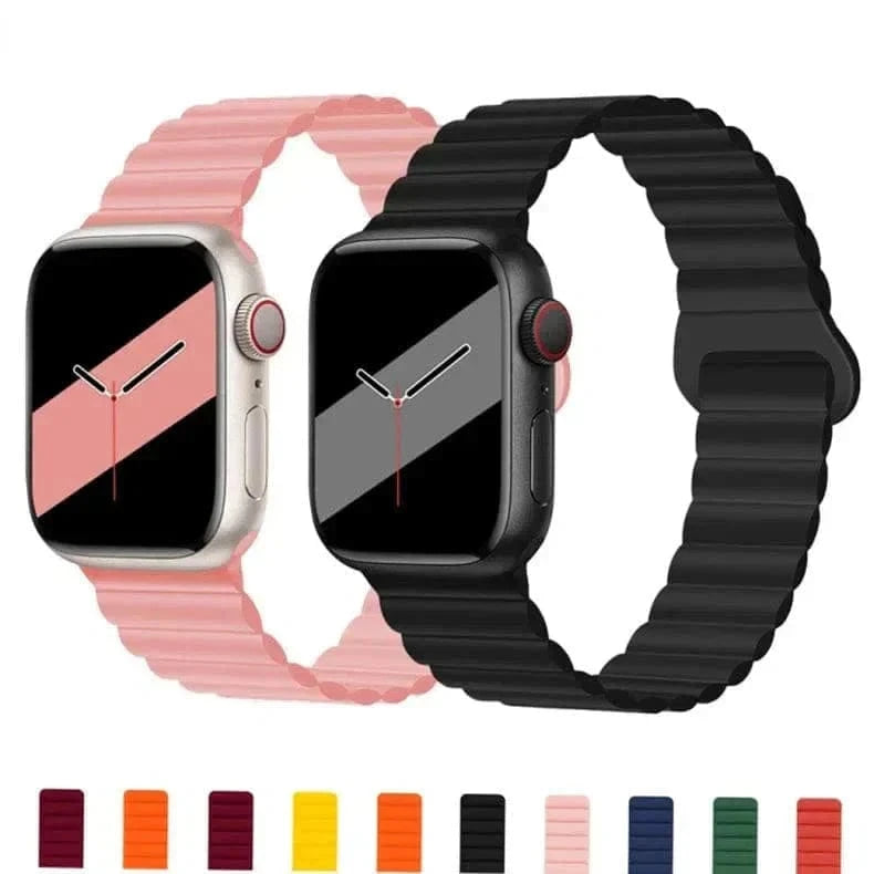 ktusu Generic Watch Bands Silicone Magnetic Band for Apple Watch 42 | 44 | 45 | Ultra 49 | 46mm S10 Black