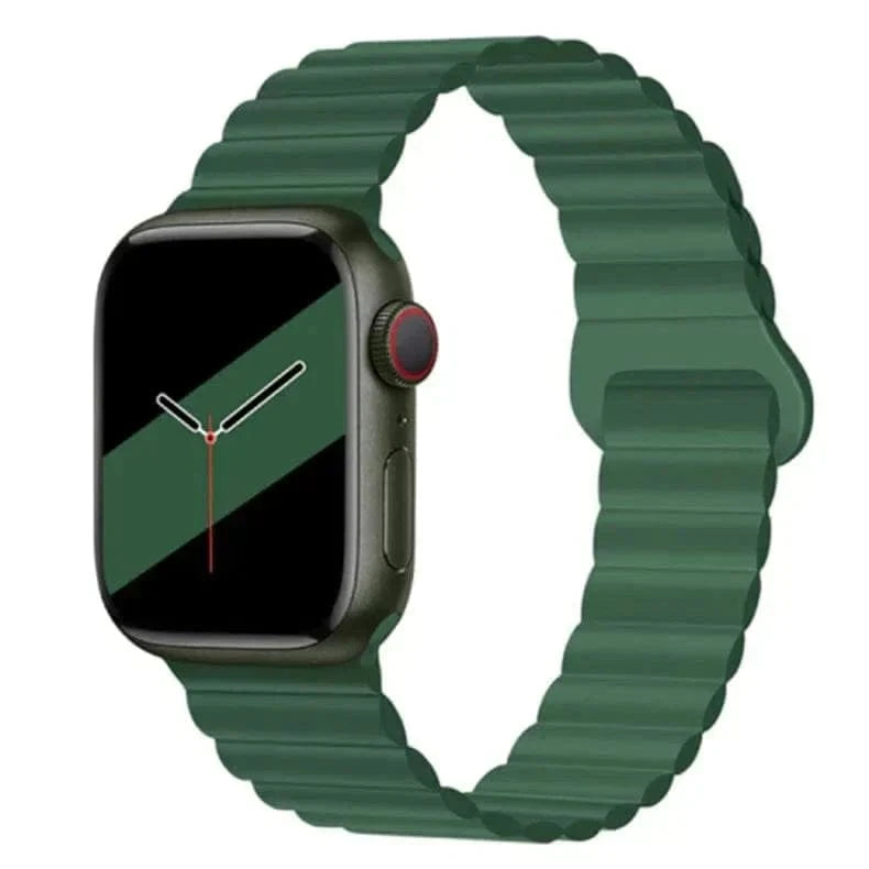 ktusu Generic Watch Bands Silicone Magnetic Band for Apple Watch 42 | 44 | 45 | Ultra 49 | 46mm S10 Midnight Green