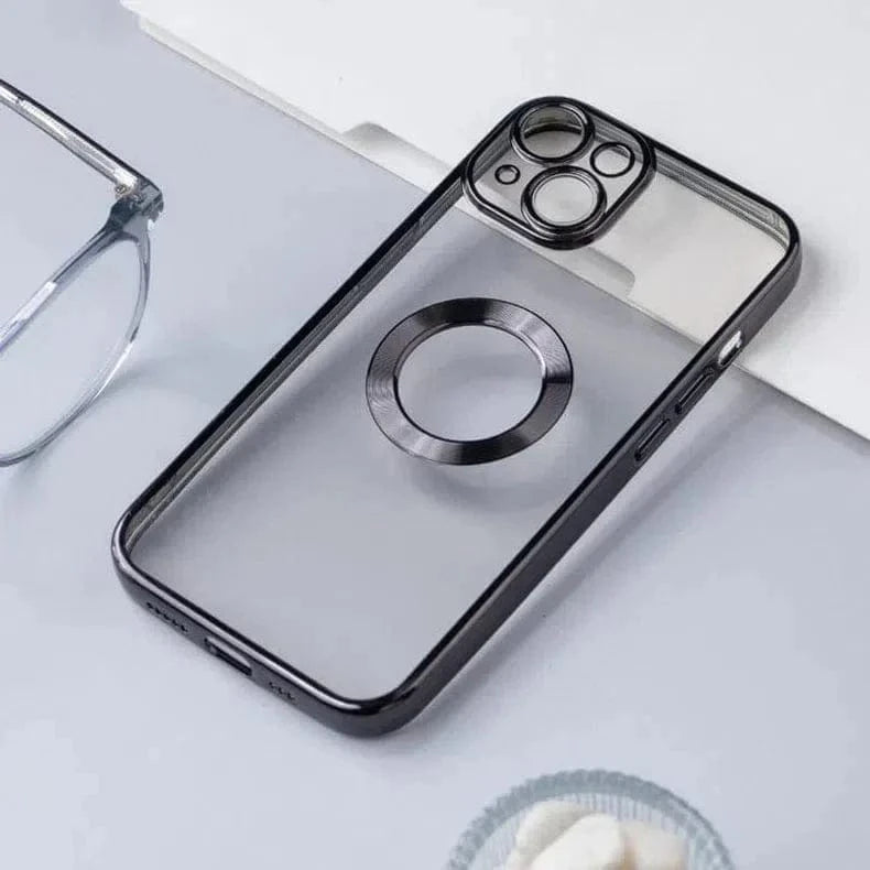 Silicone Soft Transparent Lens Protection Chrome Case for iPhone