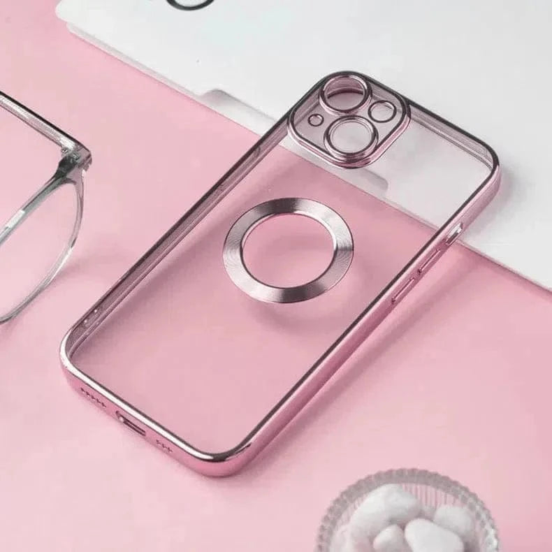 ktusu Generic Cases & Covers Silicone Soft Transparent Lens Protection Chrome Case for iPhone 13 Pro Max Rose gold