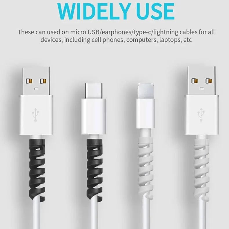 ktusu Generic Enhancement Silicone Spiral Data & Charging Cable Protector 4 Pieces Set ( Pack of 3 )