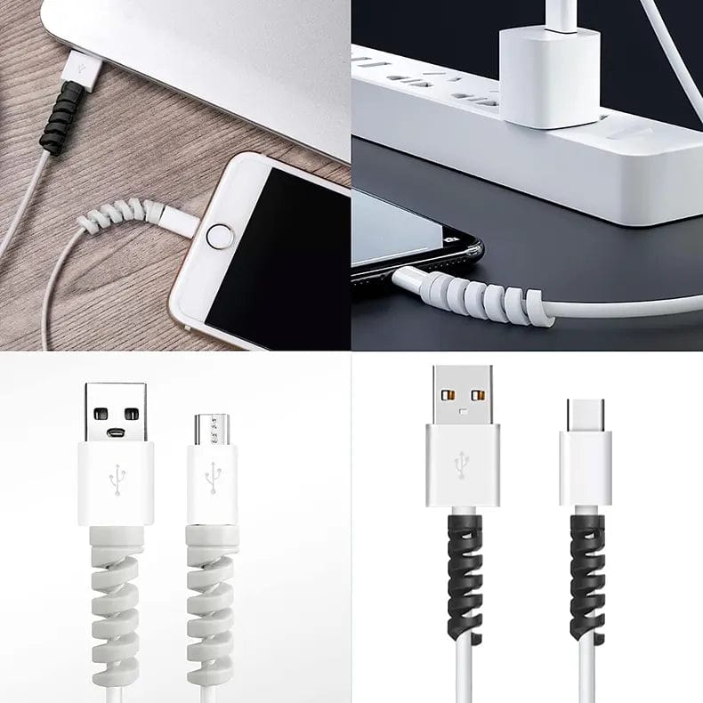 ktusu Generic Enhancement Silicone Spiral Data & Charging Cable Protector 4 Pieces Set ( Pack of 3 )