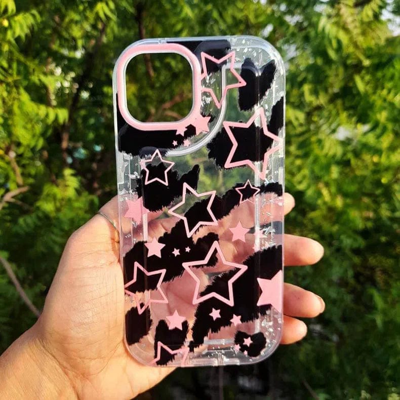 ktusu Generic Cases & Covers Silver Glitter Clear Soft Case for iPhone 13 Pink Star