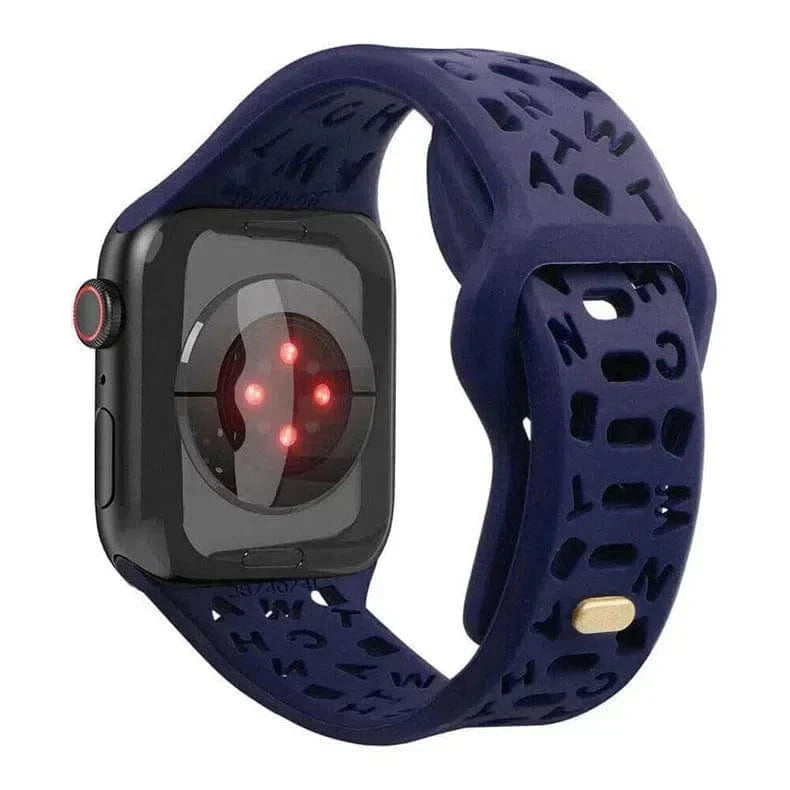 ktusu Generic Watch Bands Soft Silicone Alphabetic Band for Apple Watch 42 | 44 | 45 | Ultra 49 | 46mm S10 Midnight Blue
