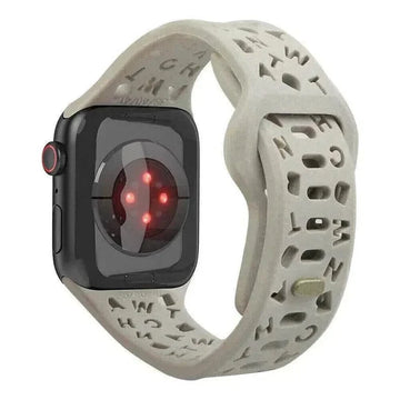 ktusu Generic Watch Bands Soft Silicone Alphabetic Band for Apple Watch 42 | 44 | 45 | Ultra 49 | 46mm S10 Off White